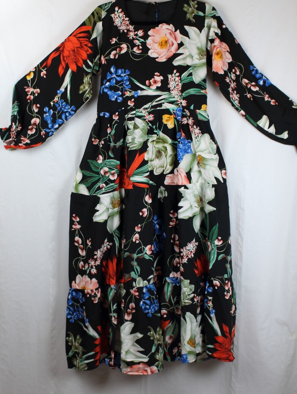 Floral Long Sleeve Multicolor Maxi Dress